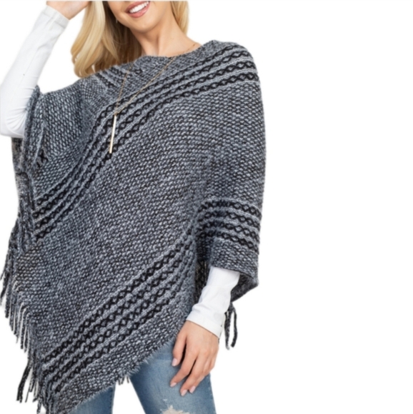 Poncho Sweater With Fringe - Picture 7 of 13